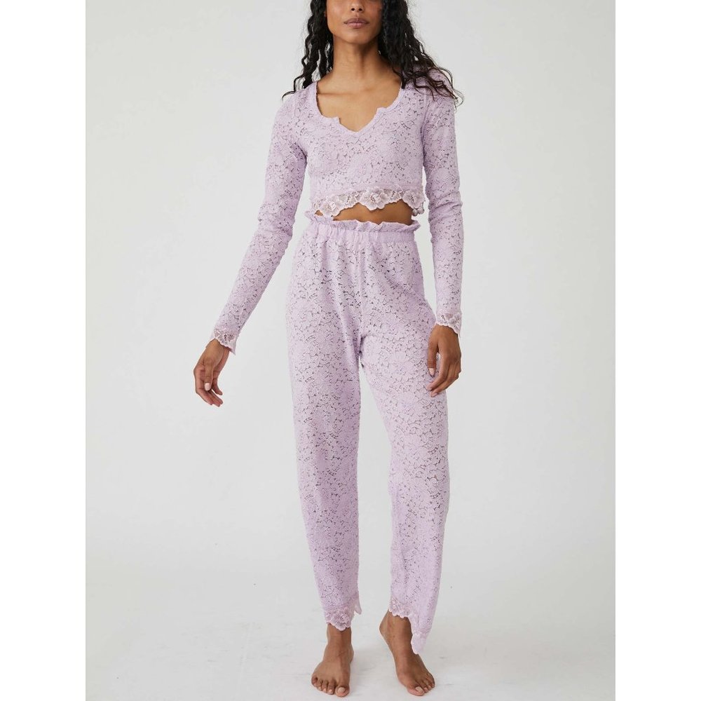 Free People Lavender Lace Pajama Set